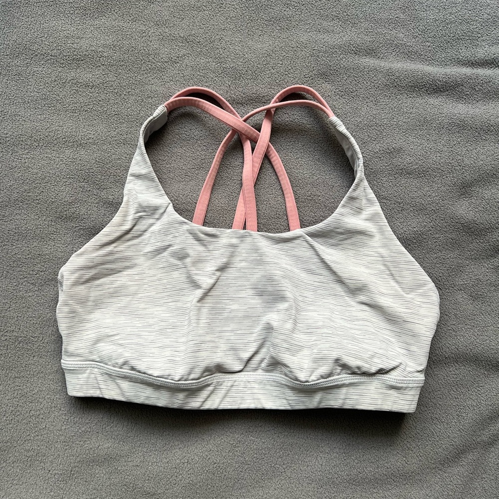 Lululemon Athletica Gray and Pink Cross Strapped Sports Bra